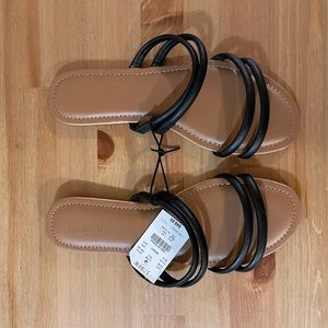 J. Crew black flat sandals flip flops NWT